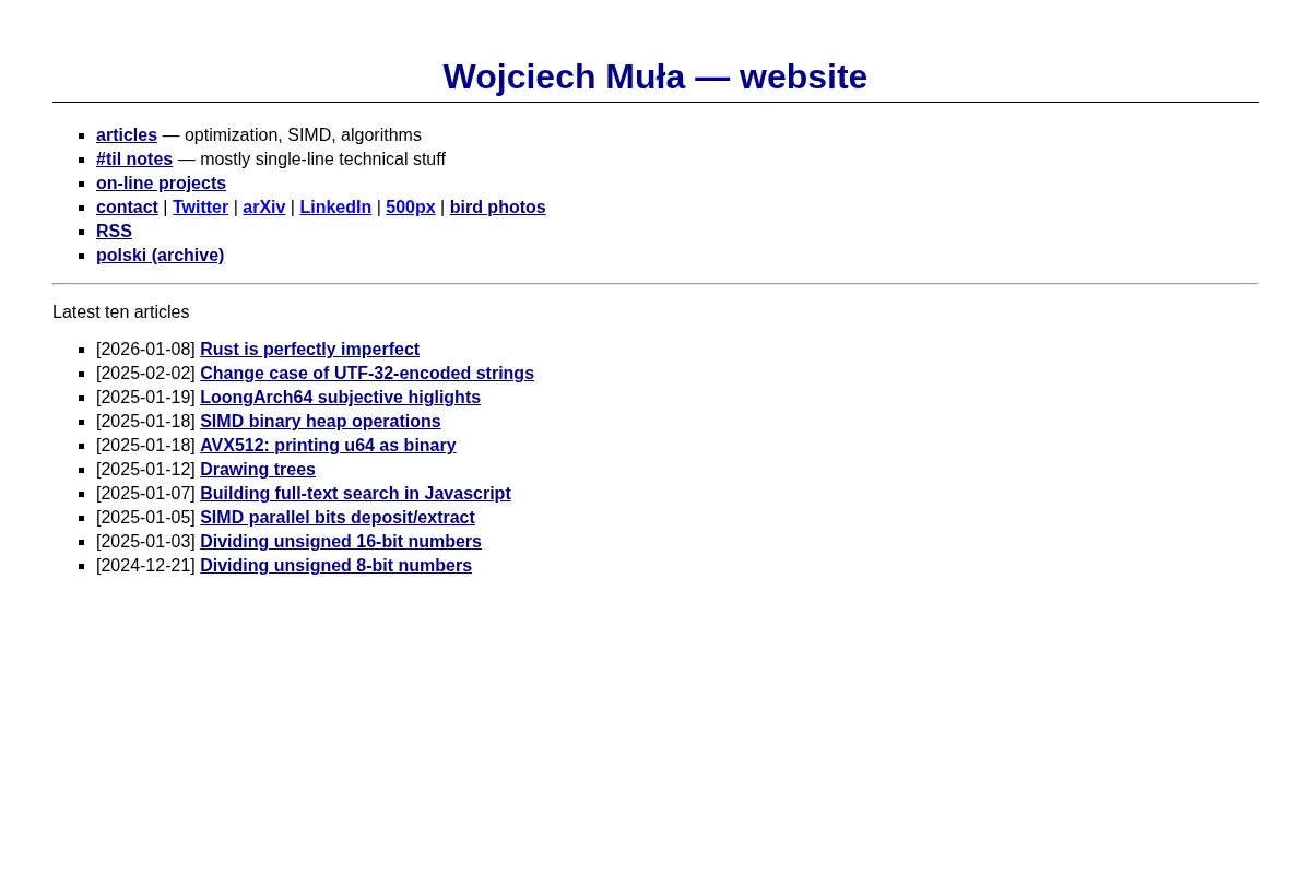 Wojciech Muła — website