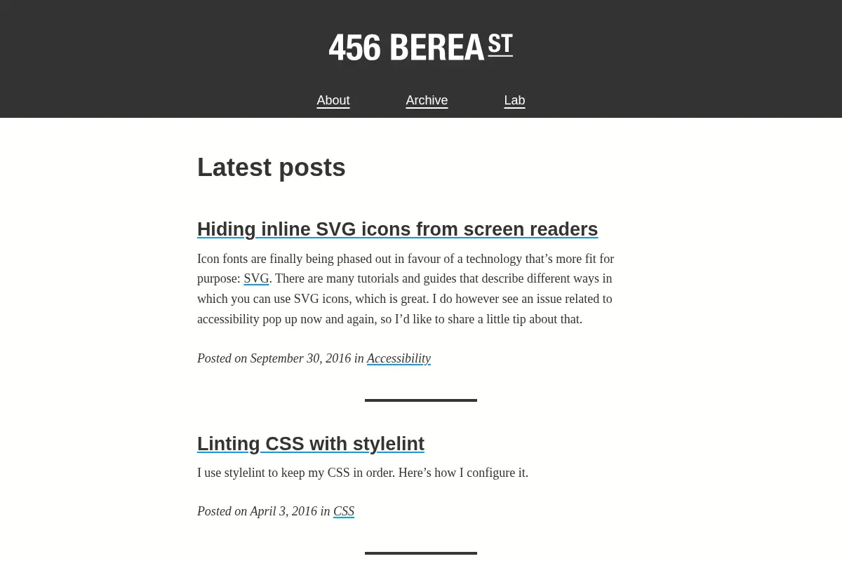456 Berea Street: Articles and news on web standards, accessibility, and usability