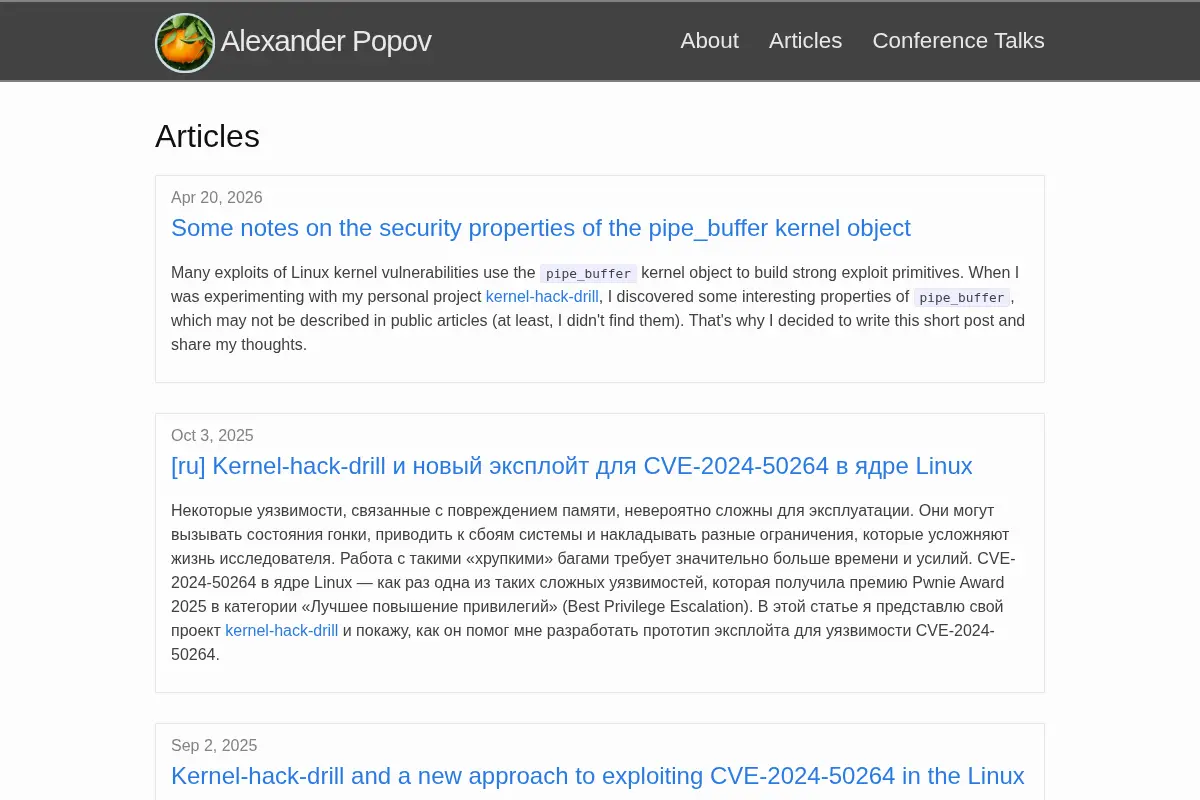 Alexander Popov | My personal blog about OS kernel development and security