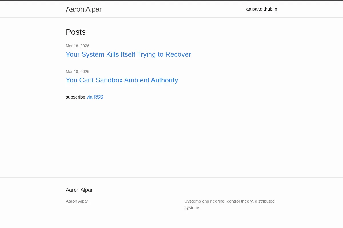 Aaron Alpar | Systems engineering, control theory, distributed systems