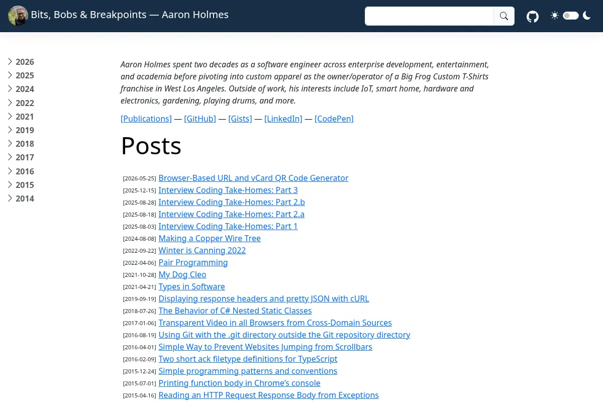 Bits, Bobs & Breakpoints — Aaron Holmes
