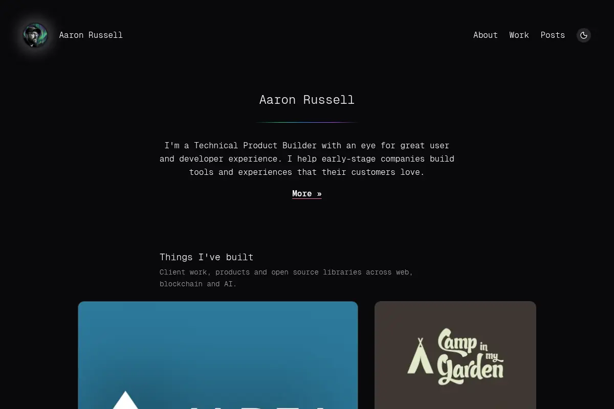 Aaron Russell - Developer, product builder, serial starter upper