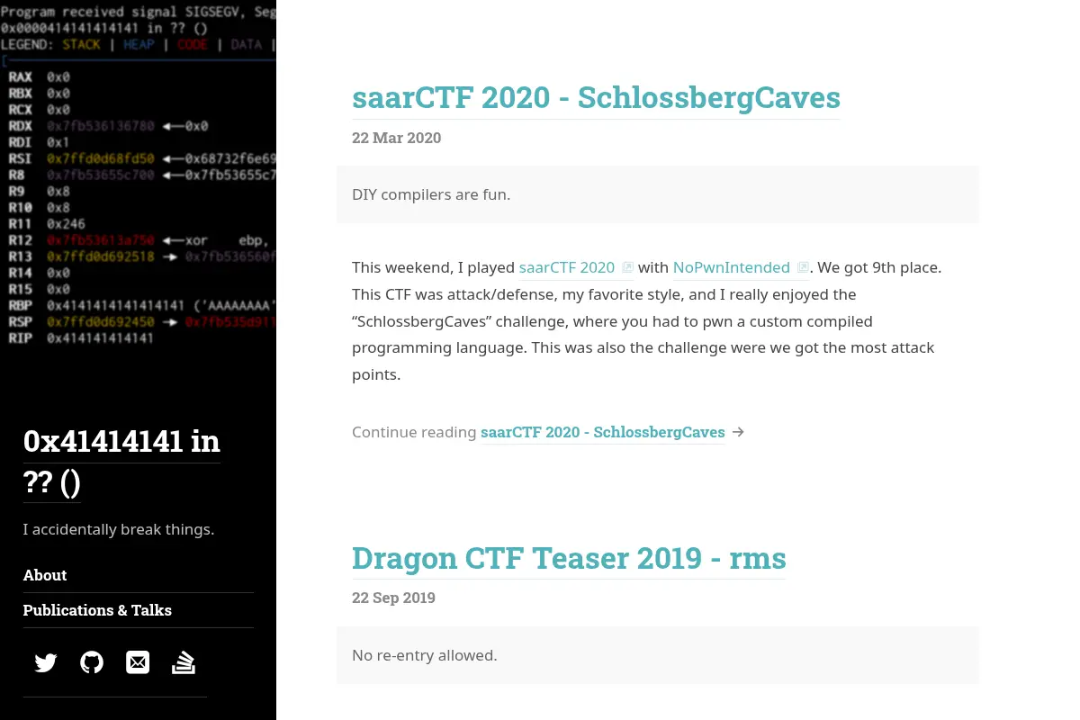 0x41414141 in ?? ()