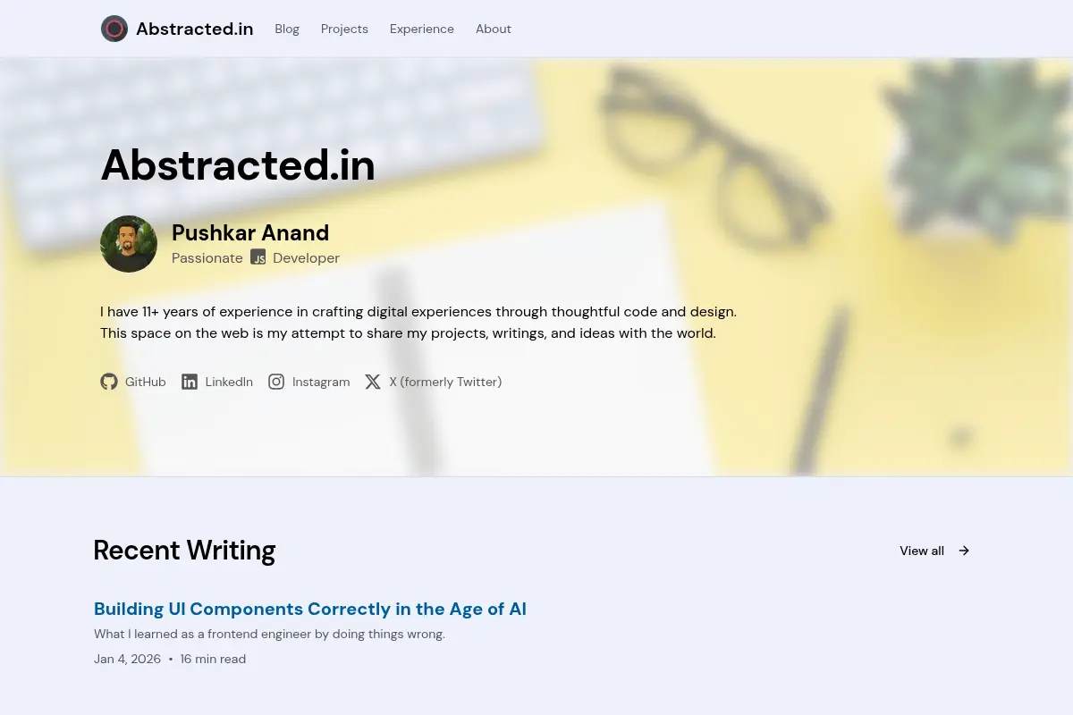 Abstracted.in — Pushkar Anand's personal site