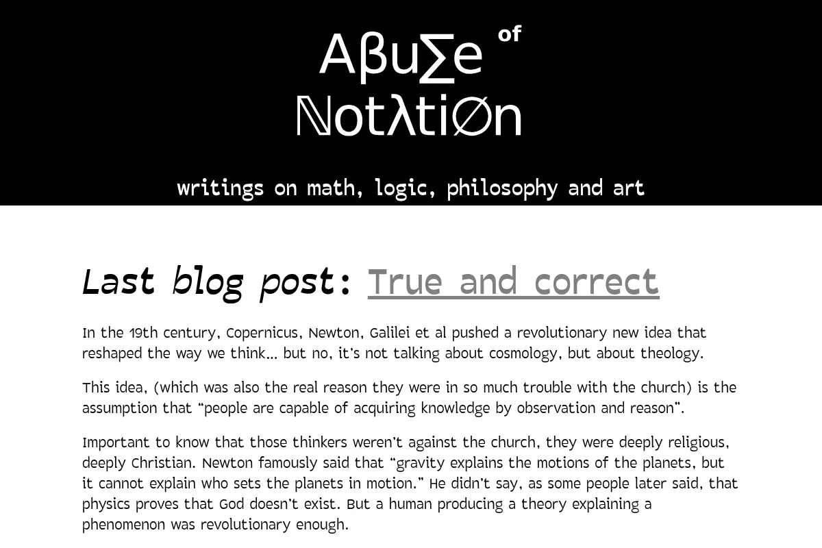 Abuse of Notation - writings on math, logic, philosophy and art