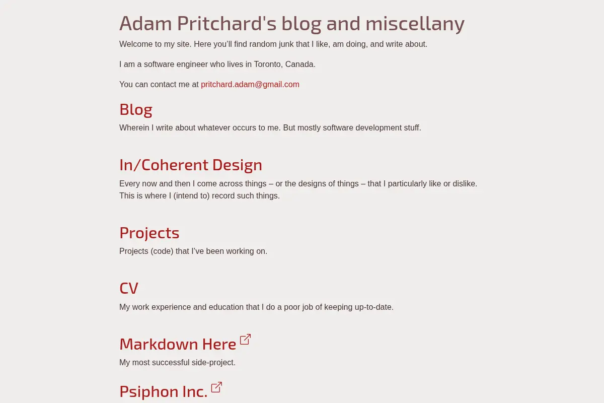Adam Pritchard's blog and miscellany