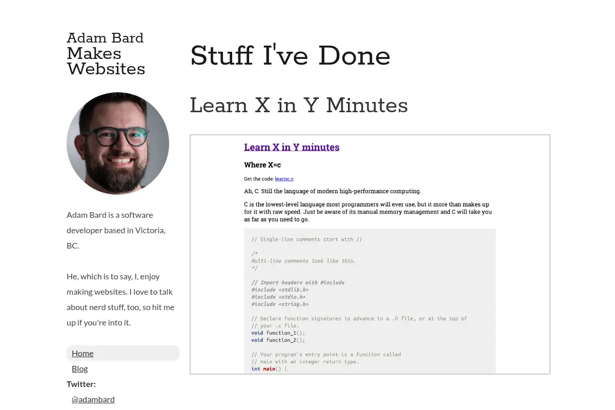 Adam Bard, Handsome Web Developer