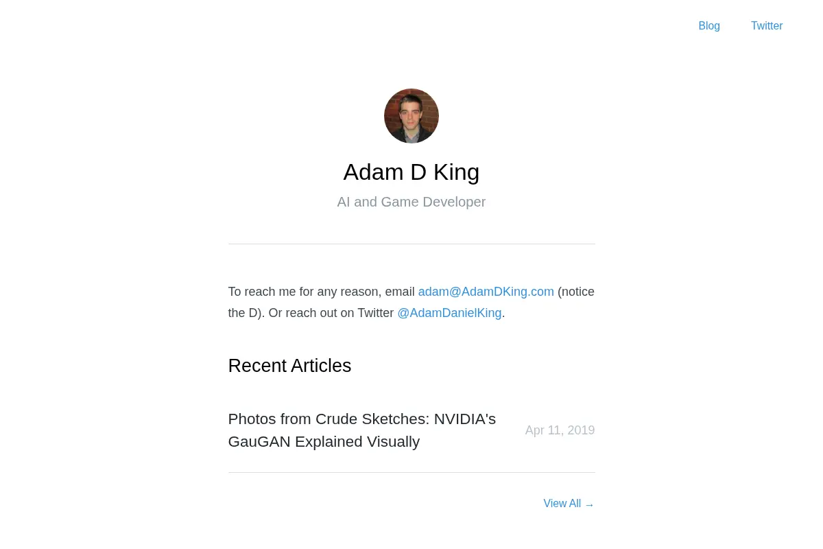 Adam D King - AI and Game Developer