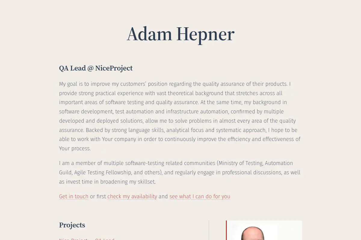 Adam Hepner - QA Lead @ NiceProject