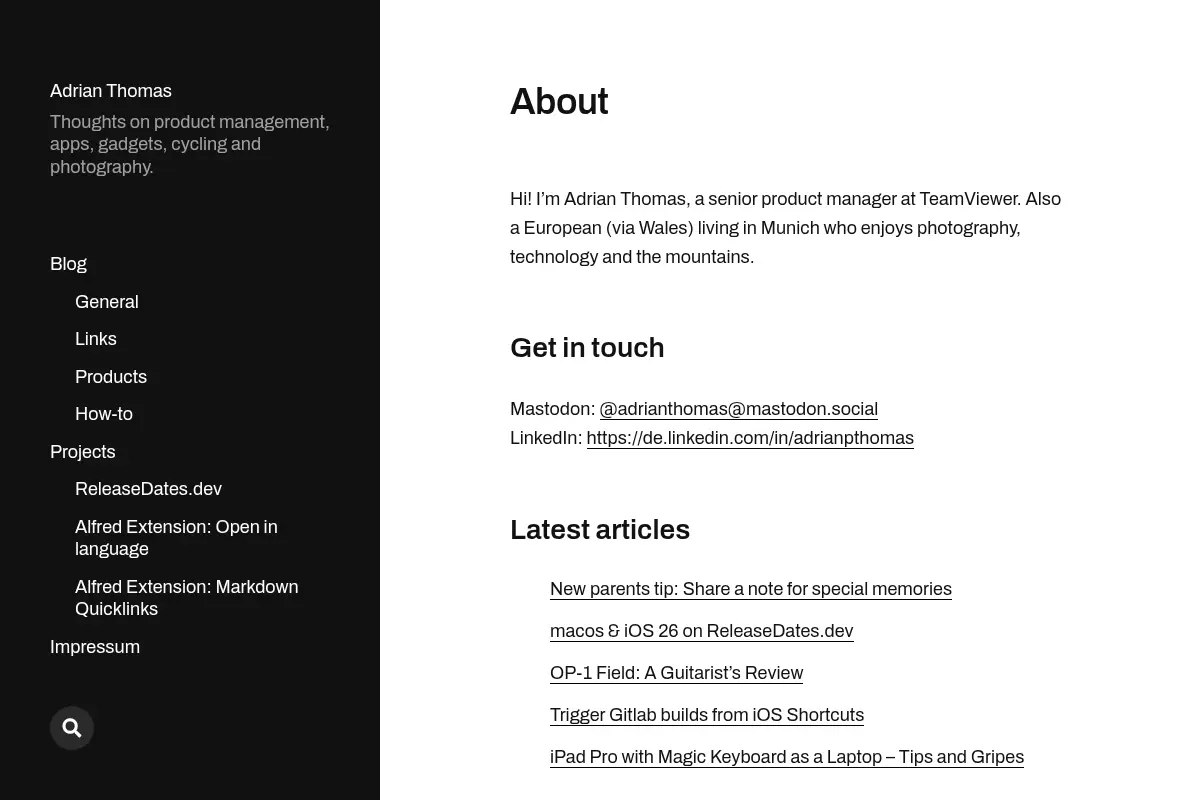 Adrian Thomas – Thoughts on product management, apps, gadgets, cycling and photography.