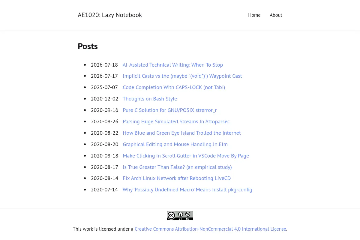 AE1020: Lazy Notebook