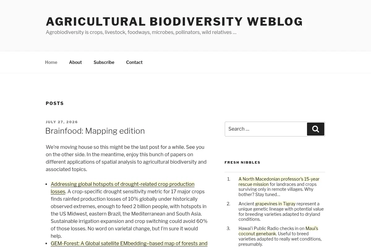 Agricultural Biodiversity Weblog