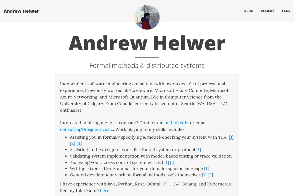 Andrew Helwer - Independent Software Engineering Consultant