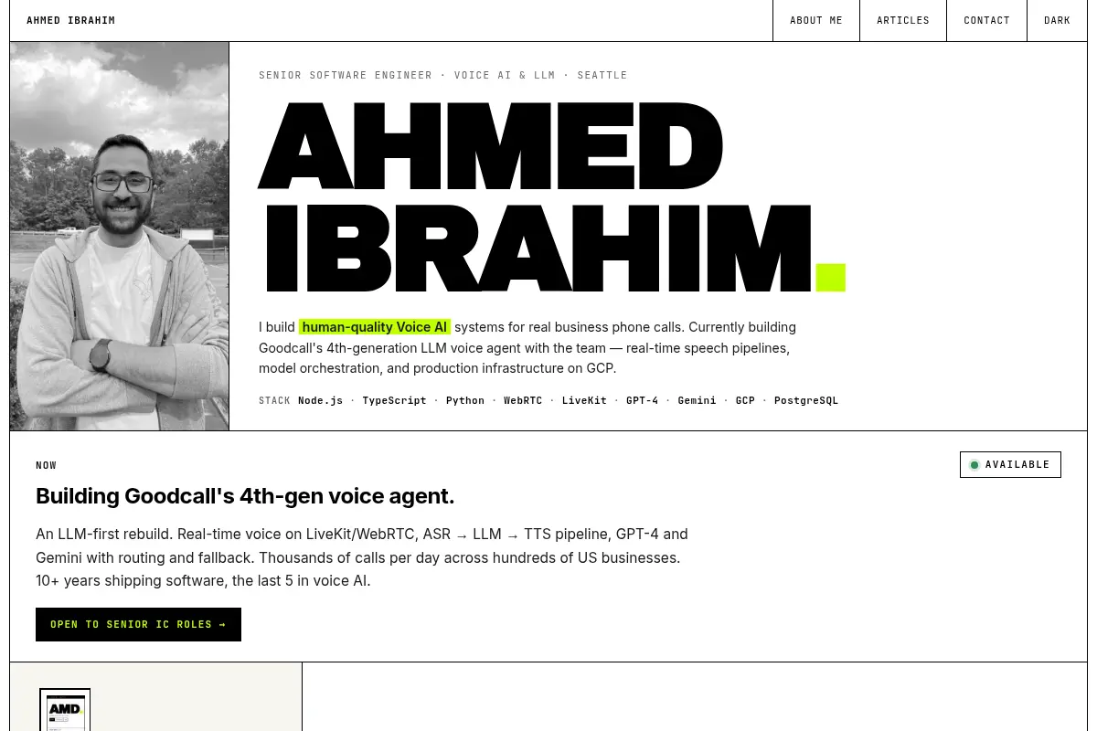 Ahmed Ibrahim – Senior Software Engineer · Voice AI