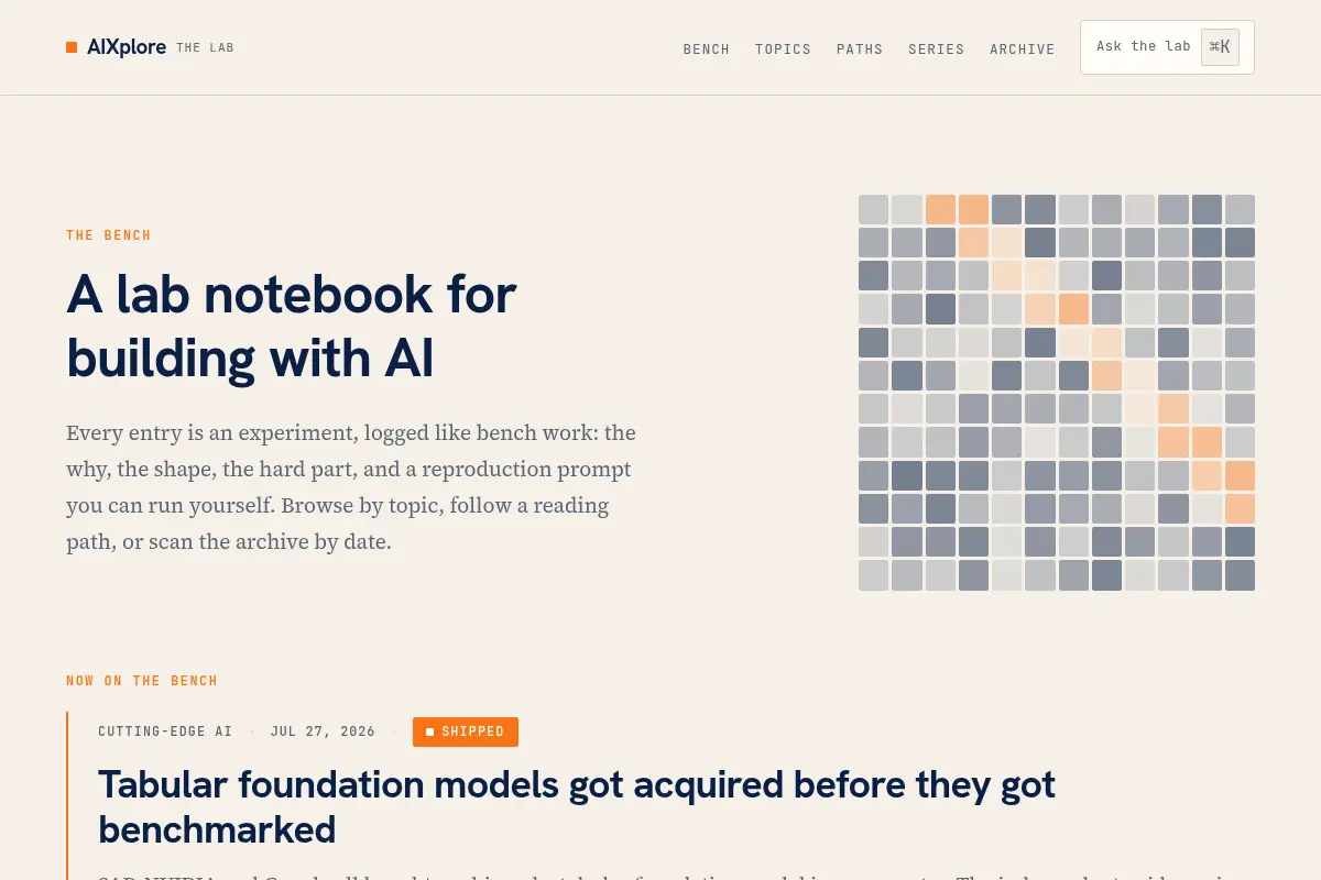 AIXplore — a lab notebook for building with AI