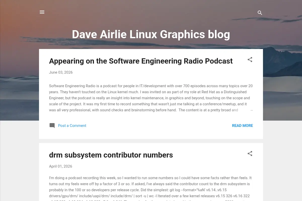 Dave Airlie Linux Graphics blog