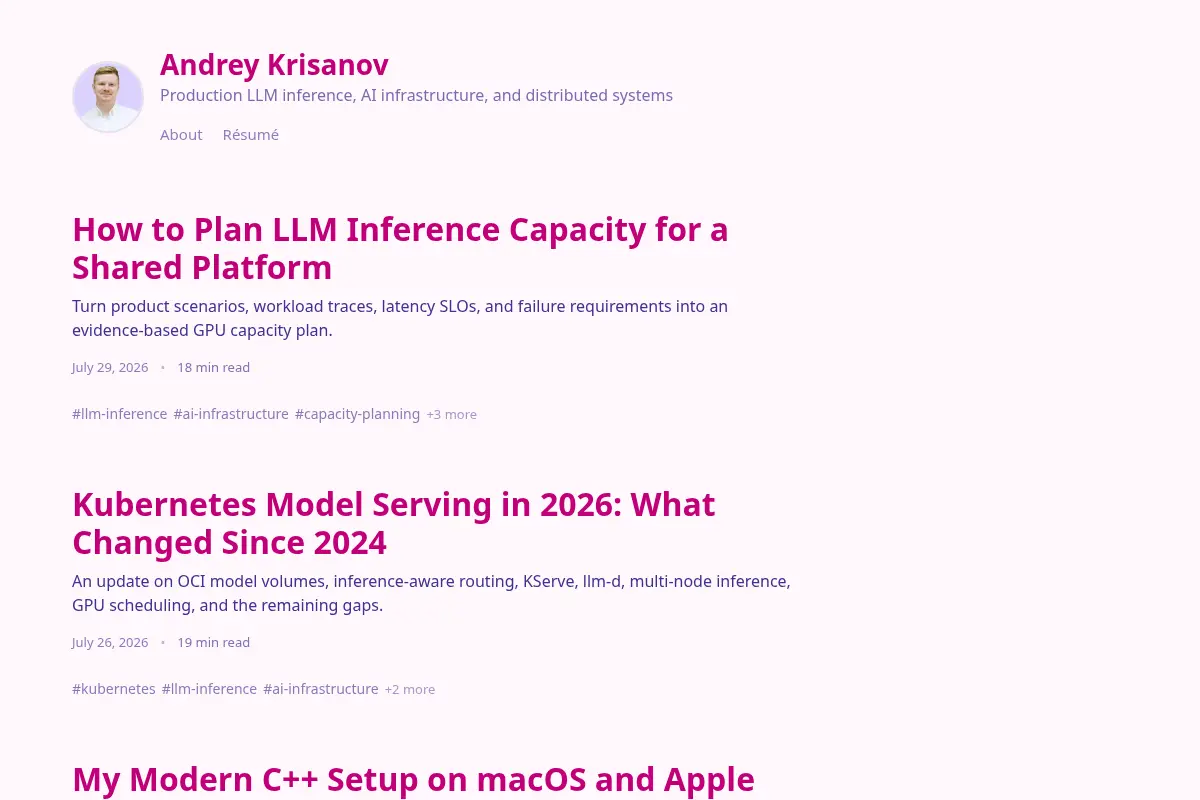 Andrey Krisanov — LLM Inference & AI Infrastructure