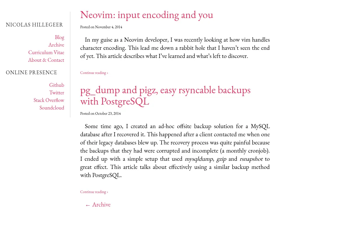 Nicolas Hillegeer - Portfolio and personal blog