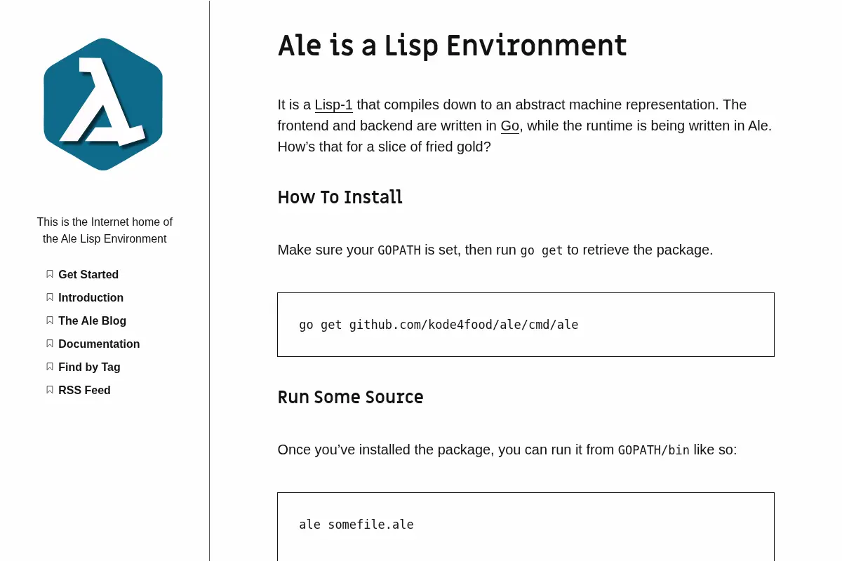 Ale - a Lisp Environment