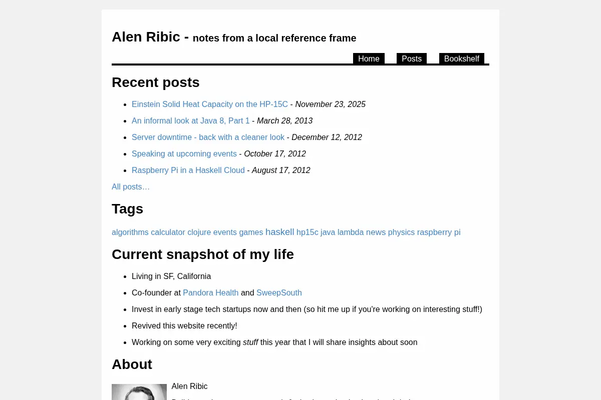 Alen Ribic - notes from a local reference frame