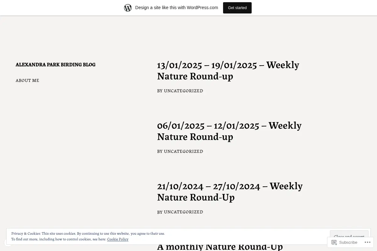 Alexandra Park Birding Blog