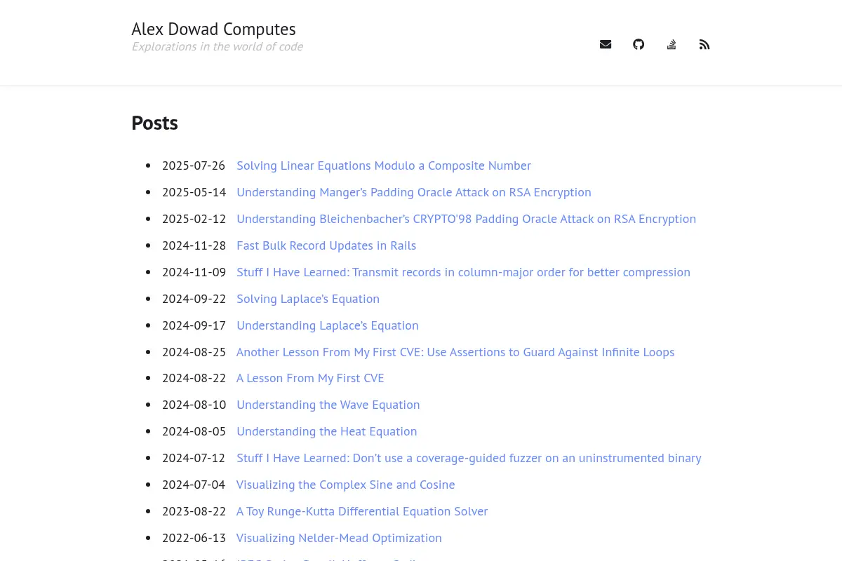 Alex Dowad Computes
