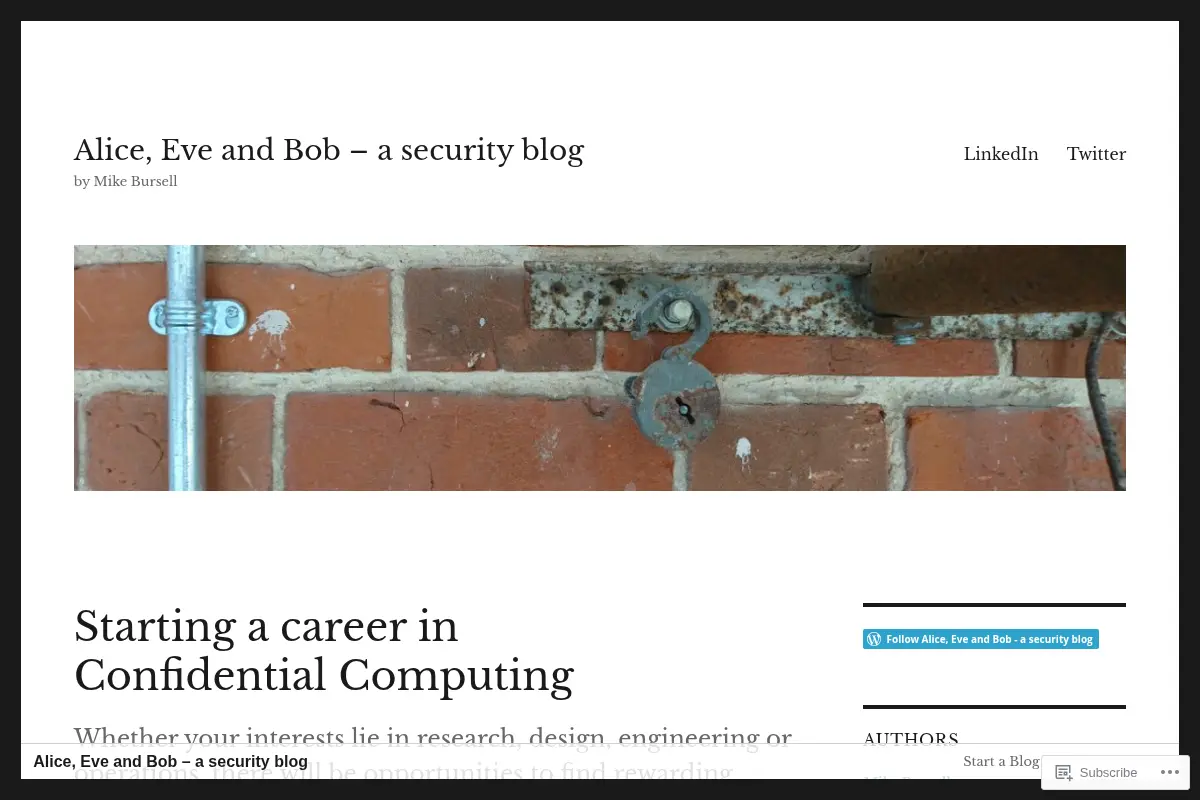 Alice, Eve and Bob – a security blog – by Mike Bursell