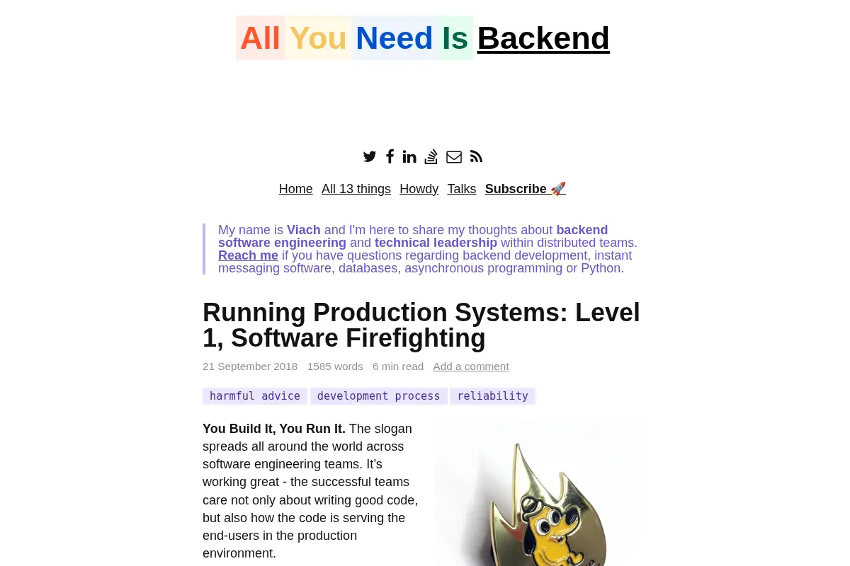 All You Need Is Backend