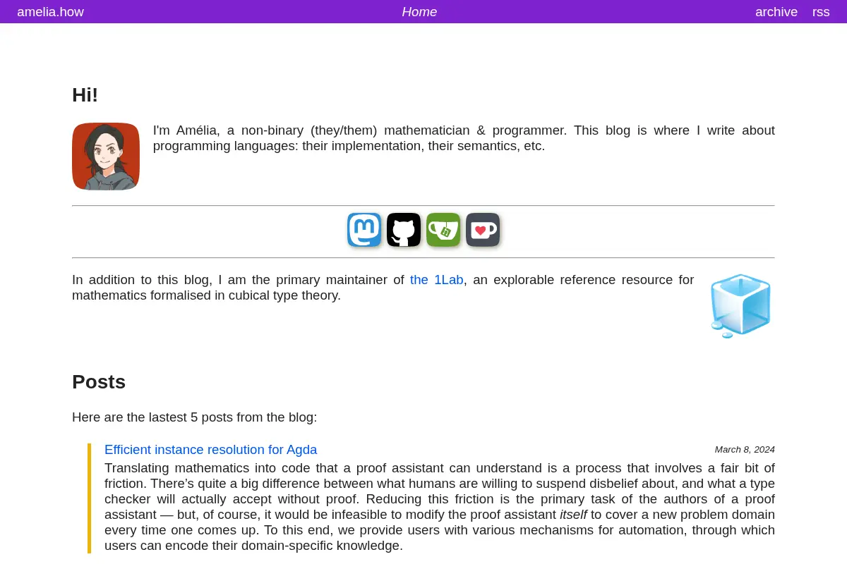 Amélia's blog on programming languages