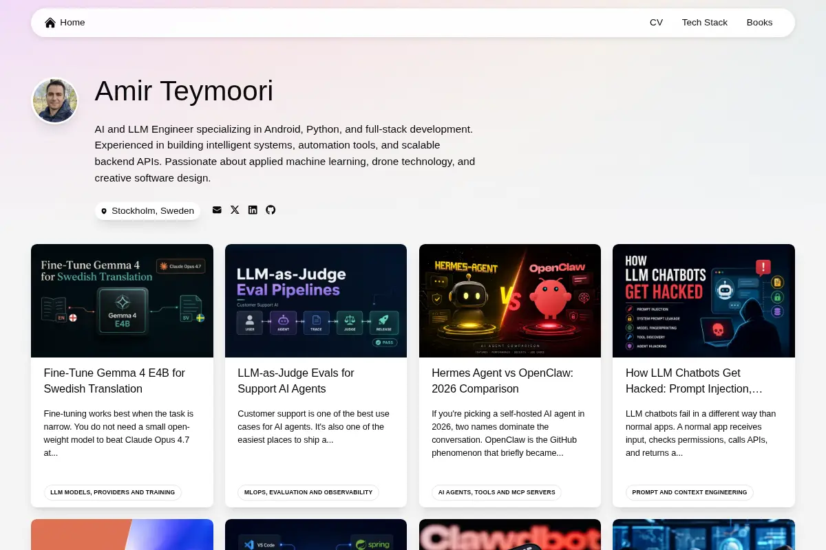 Amir Teymoori | AI Engineer | LLMs & Machine Learning