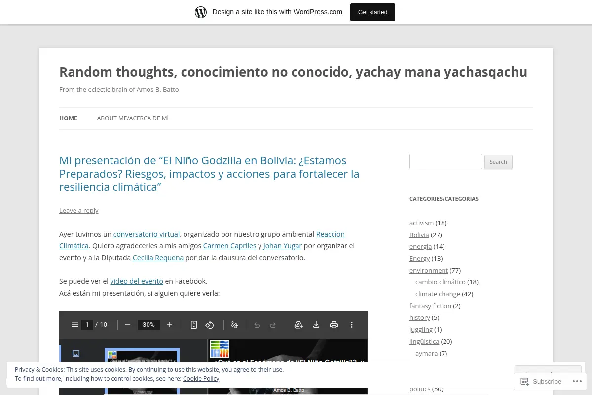 Random thoughts, conocimiento no conocido, yachay mana yachasqachu | From the eclectic brain of Amos B. Batto
