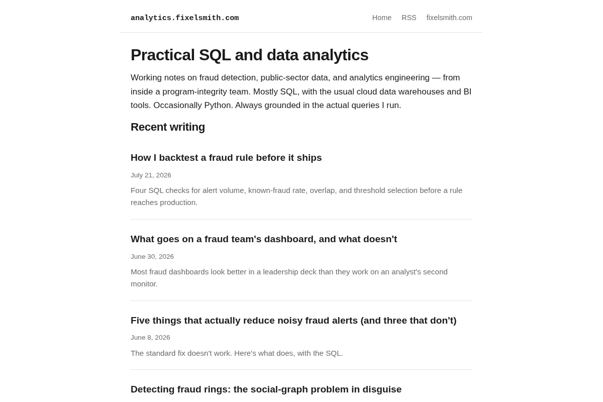 Fixel Smith — Analytics
