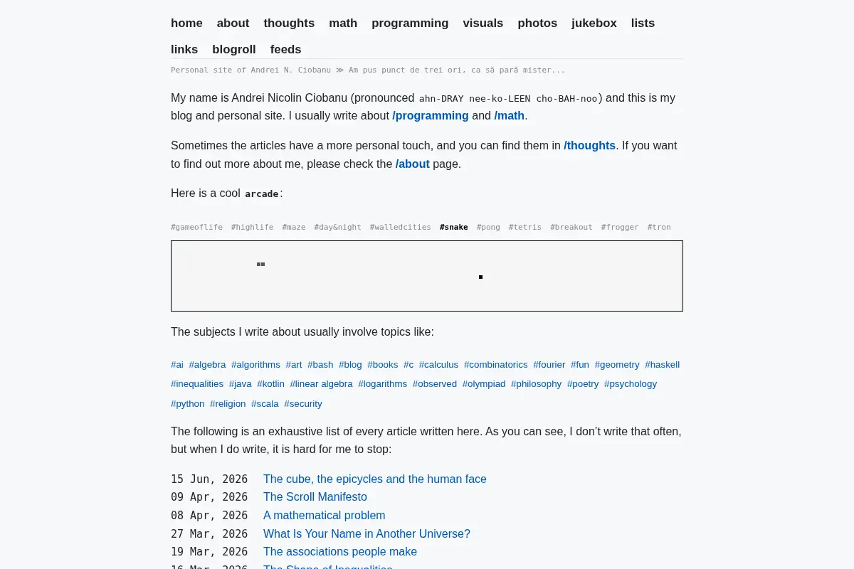 Personal Site of Andrei N. Ciobanu