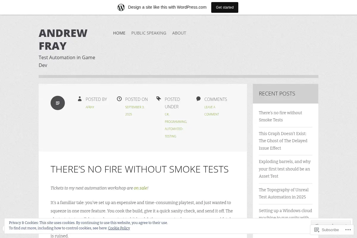 Andrew Fray's Blog on Test Automation in Game Dev