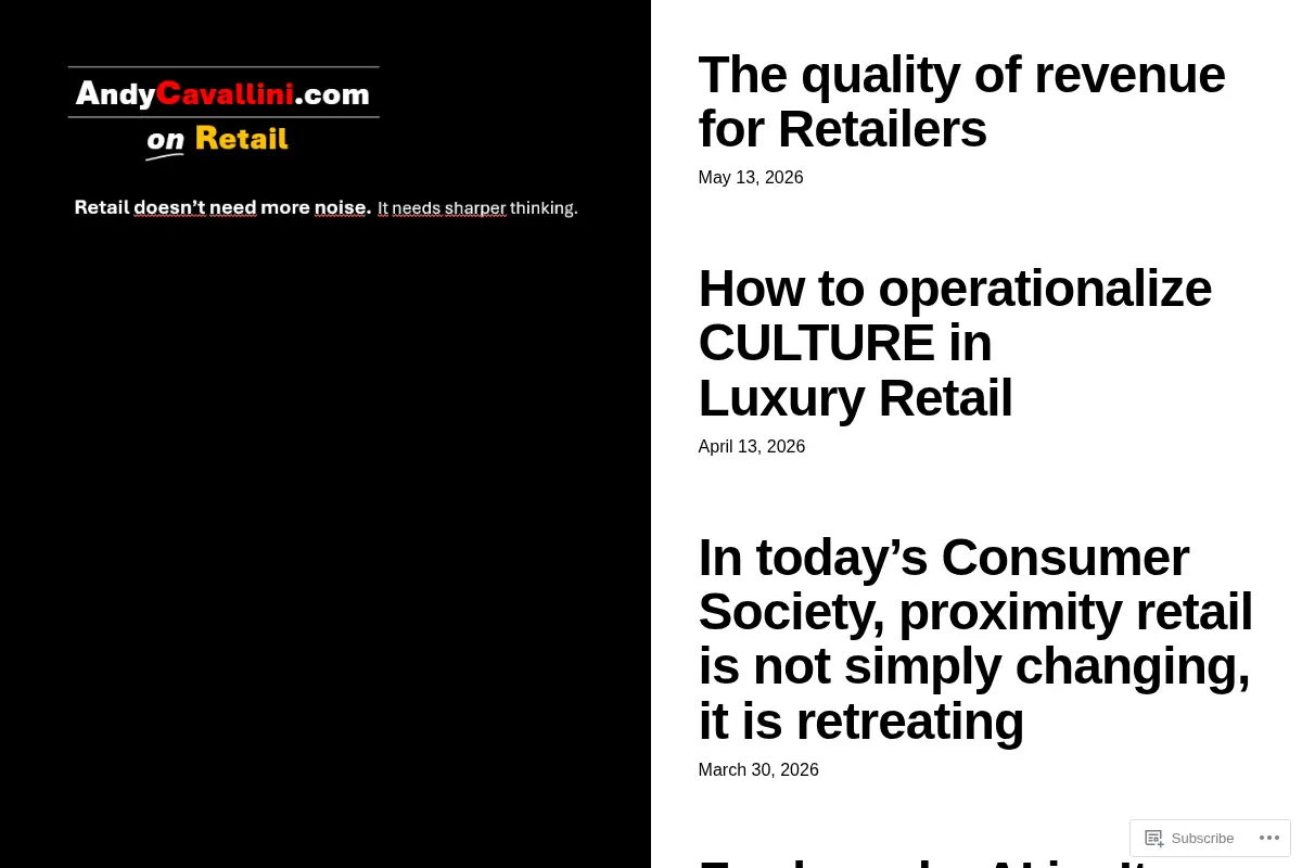 On Retail – By Andy Cavallini