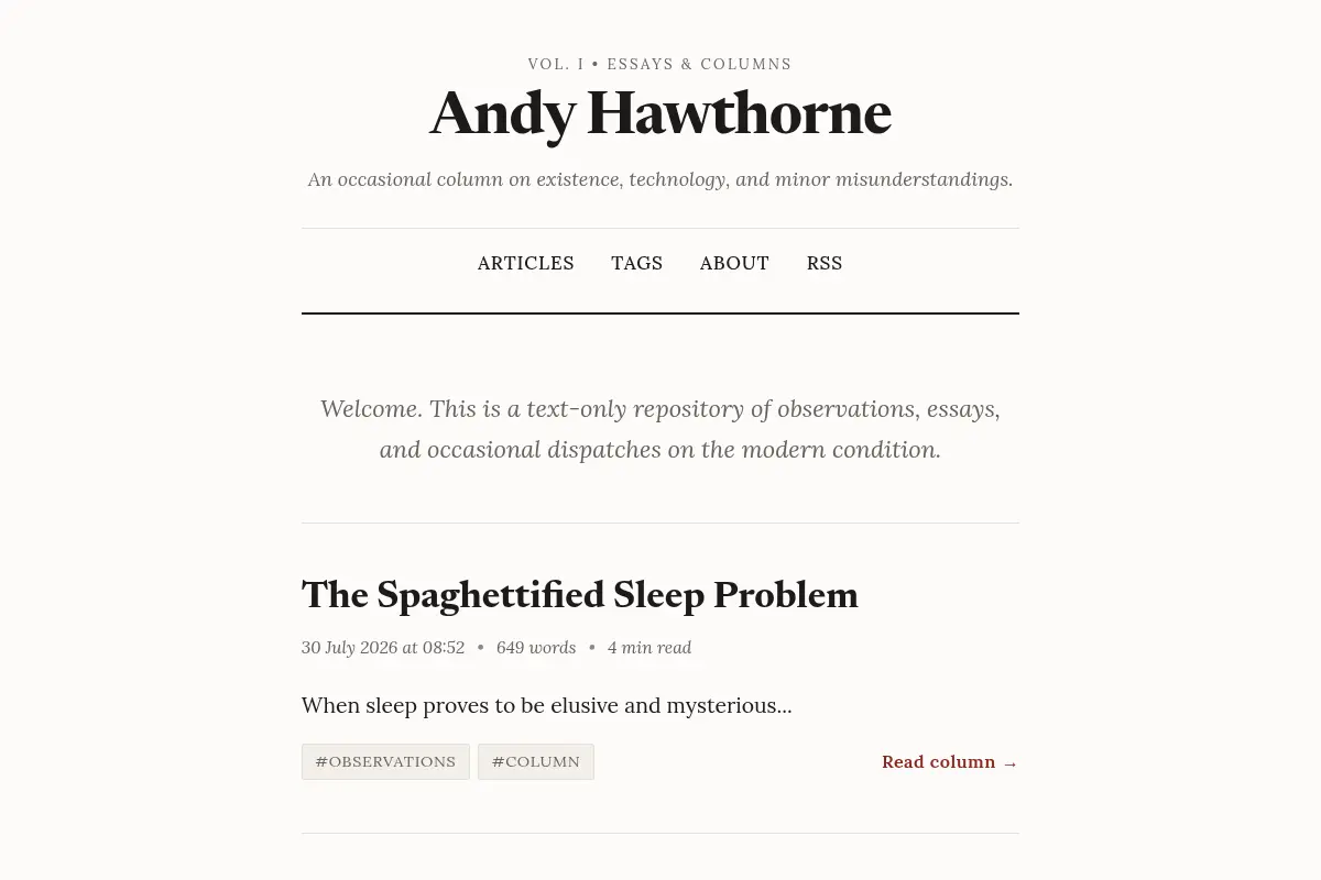 Andy Hawthorne — Personal Blog