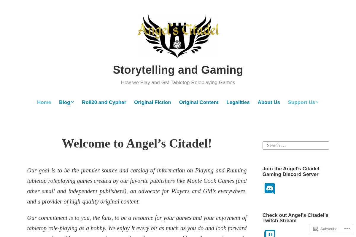 Angel's Citadel: Storytelling and Gaming