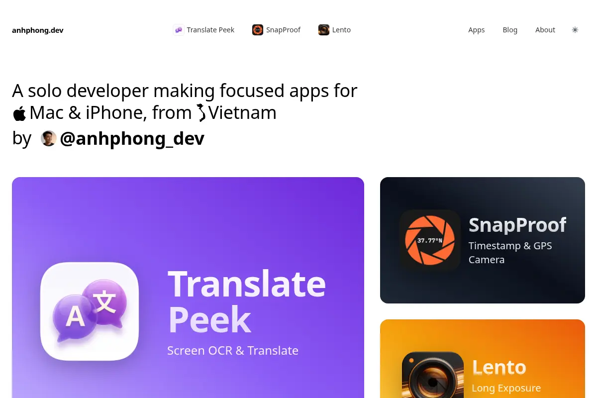 Indie Apps for Mac & iPhone - Anhphong