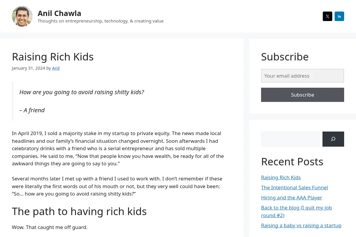 Anil Chawla - Thoughts on entrepreneurship, technology, & creating value