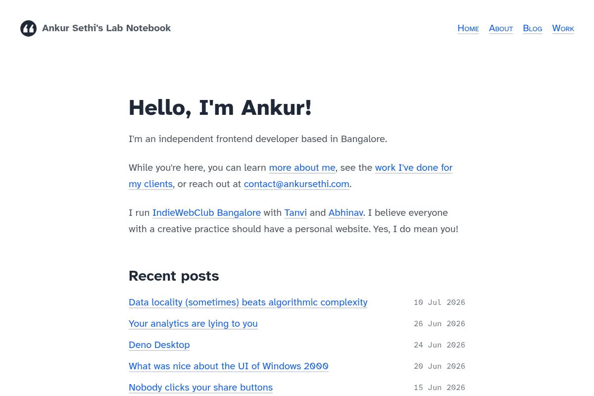 Ankur Sethi's Lab Notebook