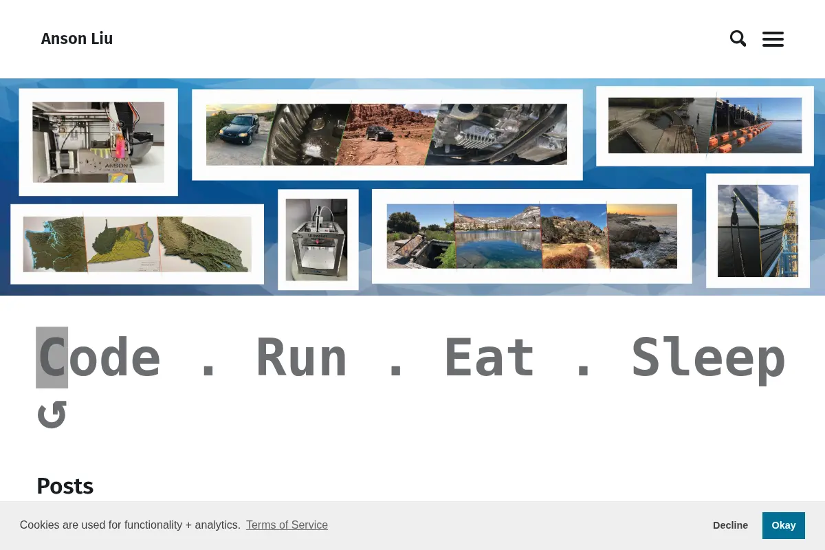 Anson Liu | Software design, 3D printing, and outdoor adventures