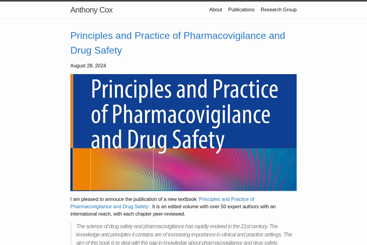 Anthony Cox's Blog on Drug Safety