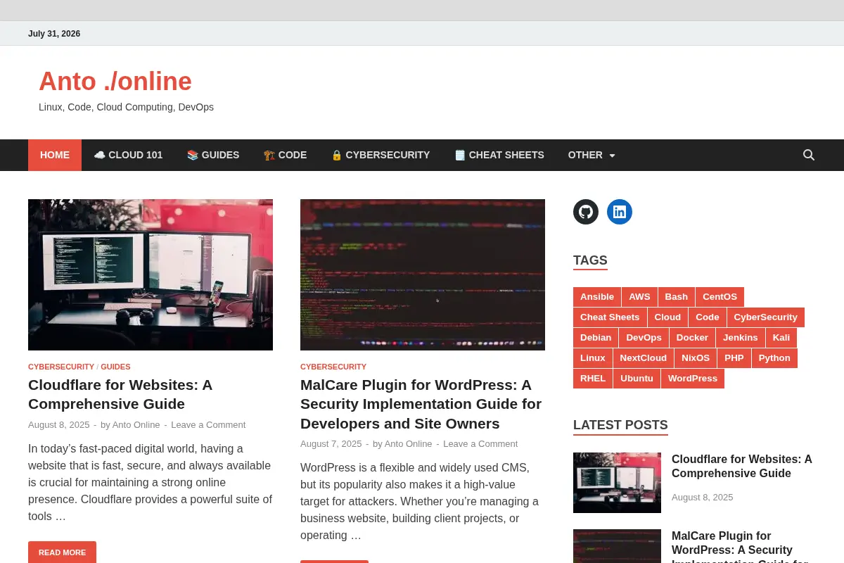 Anto ./online - Linux, Code, Cloud Computing, DevOps