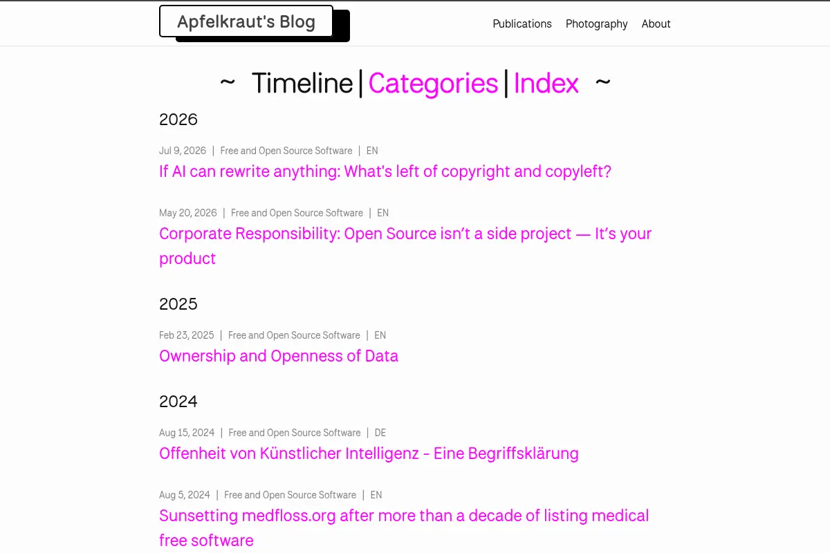 Timeline | Apfelkraut’s Blog