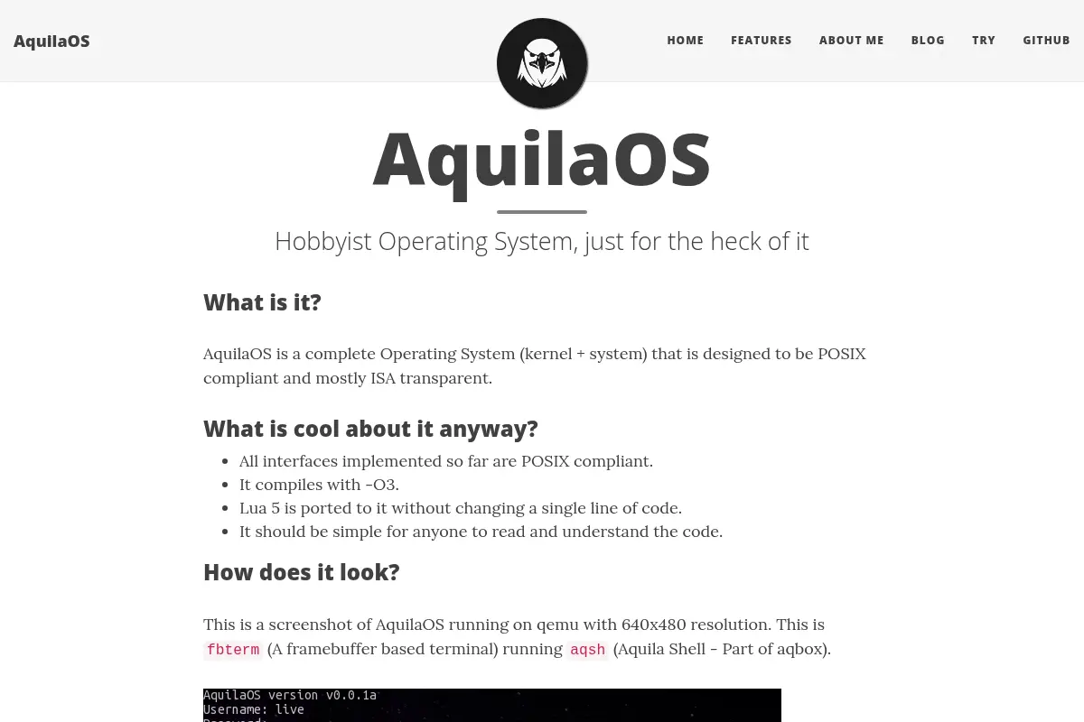 AquilaOS - POSIX compliant Operating System