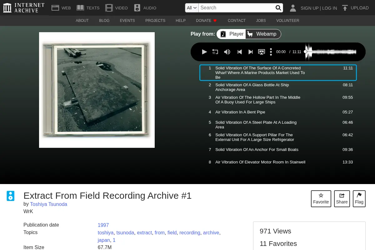 Extract From Field Recording Archive #1 by Toshiya Tsunoda