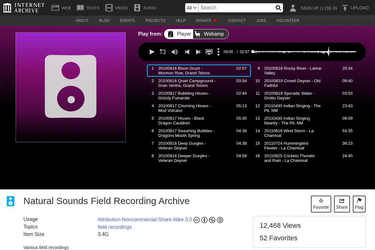 Natural Sounds Field Recording Archive