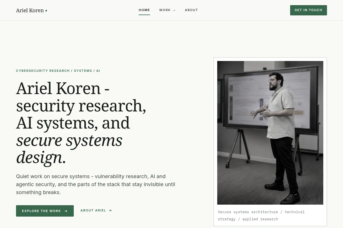 Ariel Koren - Cybersecurity research, systems, and AI security
