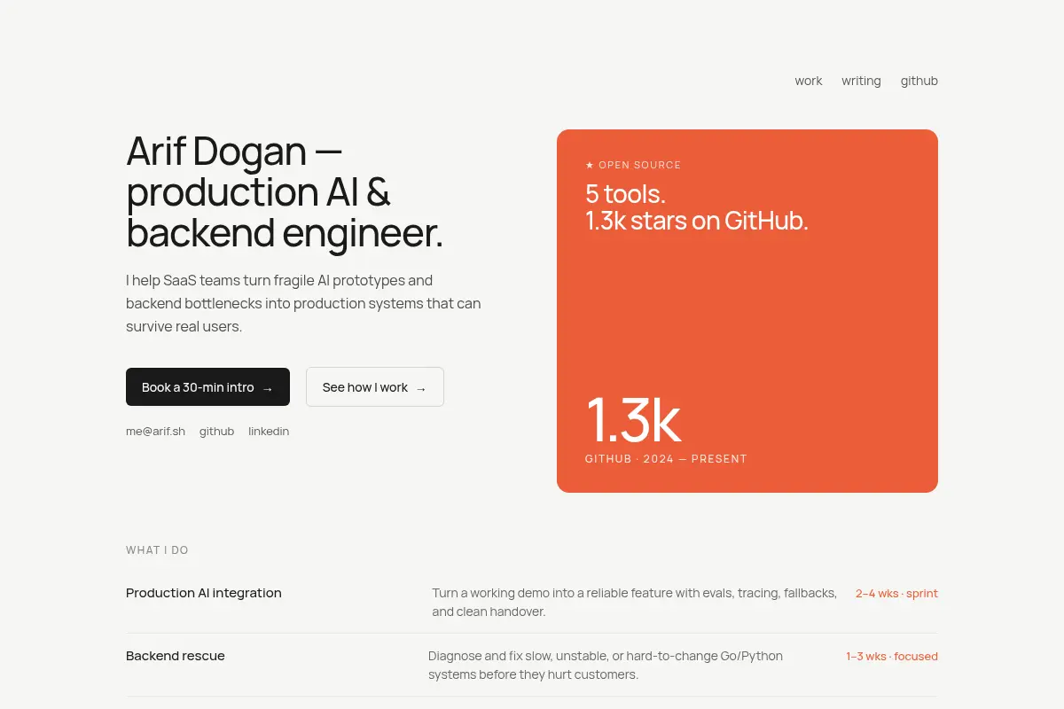 Arif Dogan — Production AI & Backend Engineer