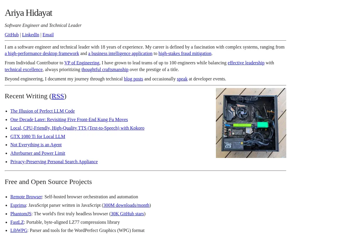 Ariya Hidayat's personal site